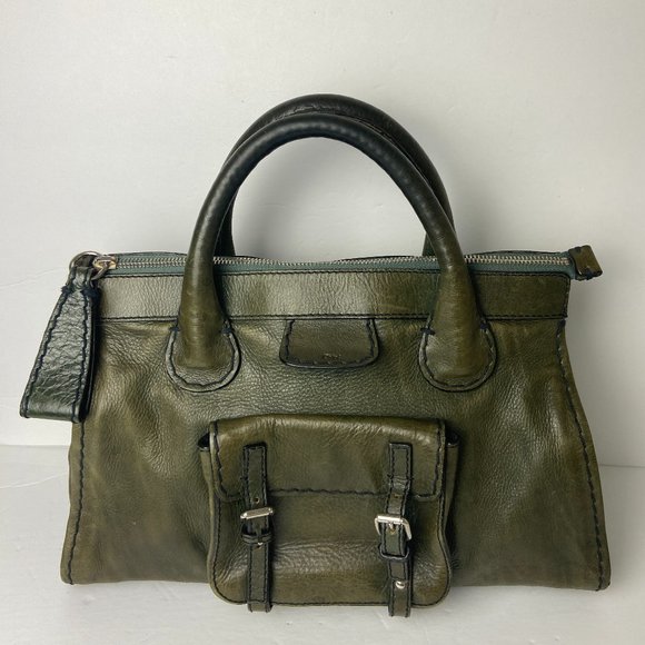 Chloe Handbags - Authentic Chloe  Edith Green Leather Satchel Bag Purse Travel Bag